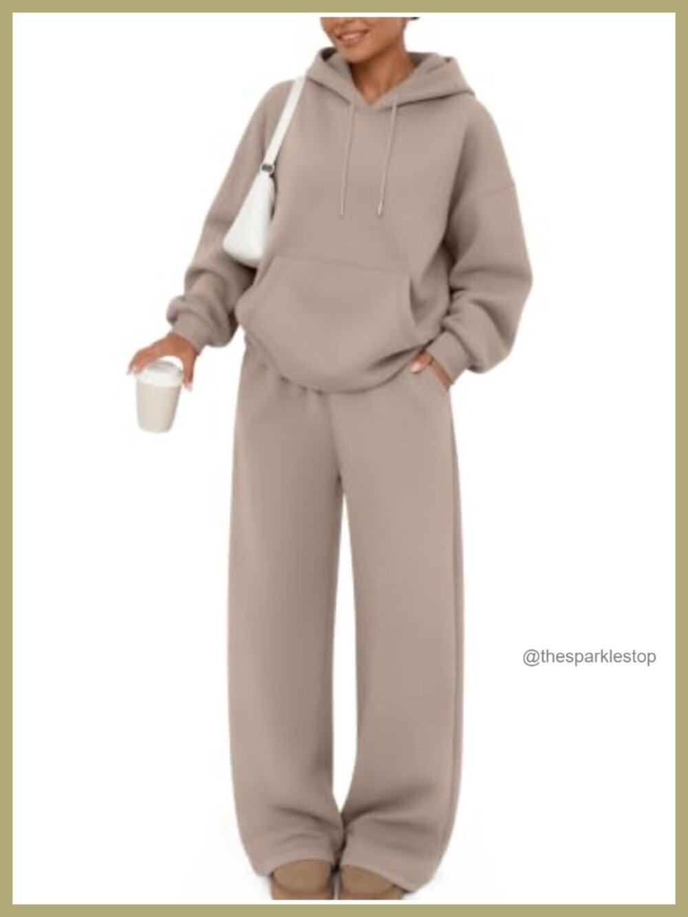 Trendy Queen 2 Piece Lounge Sweat Set Oversized Hoodie Wide Leg Pants Cotton